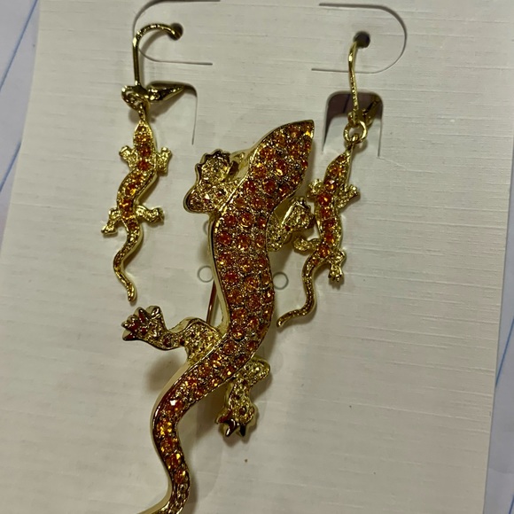 NWT. Iguana set  brooch & earring set gold tones - icon collection -gorgeous! - Picture 4 of 8